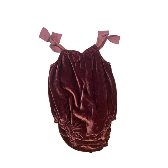 Tia Cibani Other - Tia Cibani Kids Toddler Dressy Romper Velour Berry Red Silk Blend Size 18M NWT